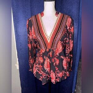 Bl^nk London [Anthropologie] V-Neck Floral Blouse